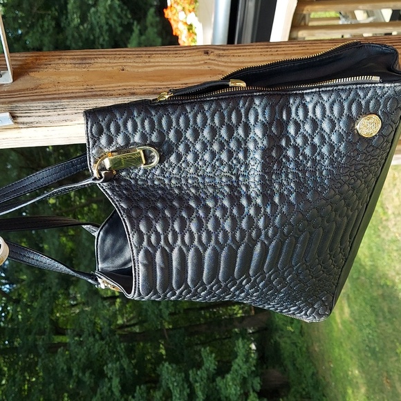 Vince Camuto | Riley Black Bubble Leather Shoulder Crossbody Bag Purse - Picture 15 of 16